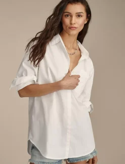 Lucky Brand oversized button back top bright white*WOMEN Blouses