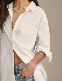 Lucky Brand oversized button back top bright white*WOMEN Blouses