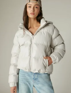 Lucky Brand oversized faux leather puffer jacket white*WOMEN Jackets & Outerwear