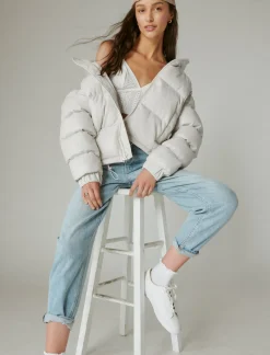 Lucky Brand oversized faux leather puffer jacket white*WOMEN Jackets & Outerwear