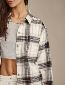 Lucky Brand oversized plaid boyfriend pocket shirt black plaid*WOMEN Blouses