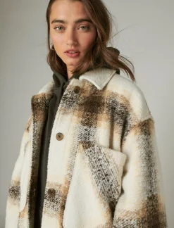 Lucky Brand oversized plaid shirt jacket cream plaid*WOMEN Jackets & Outerwear