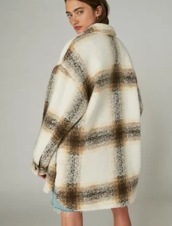 Lucky Brand oversized plaid shirt jacket cream plaid*WOMEN Jackets & Outerwear