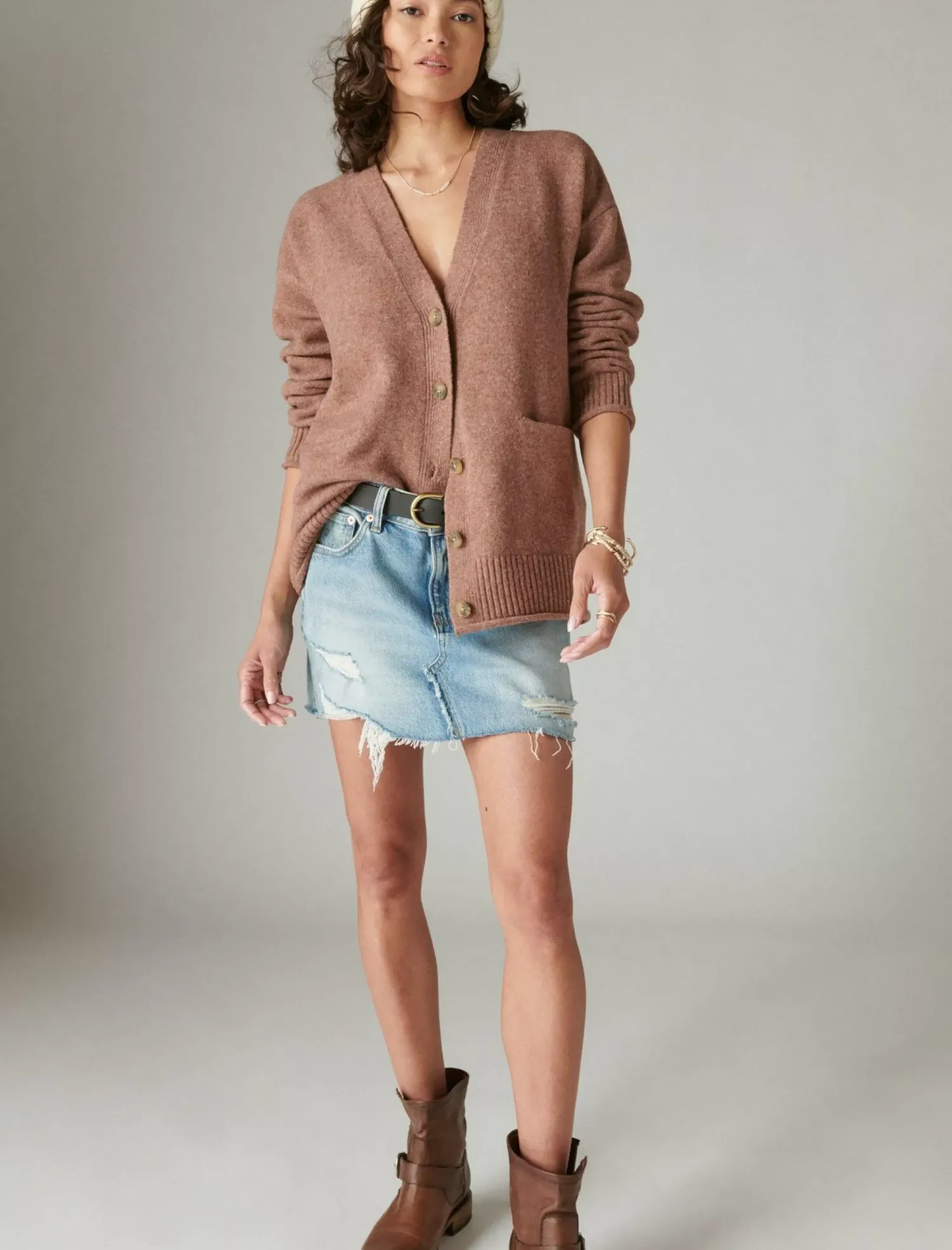 Lucky Brand oversized pocket cardigan baltic amber*WOMEN Sweaters & Sweatshirts