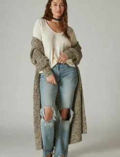 Lucky Brand oversized v neck waffle thermal egret*WOMEN Knit Tops