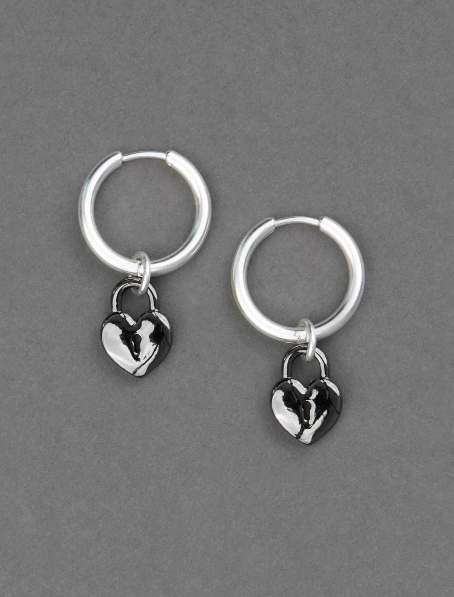 Lucky Brand ox heart lock charm earring silver*WOMEN Jewelry