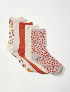 Lucky Brand 5pack leopard print crew socks open overflow*WOMEN Socks