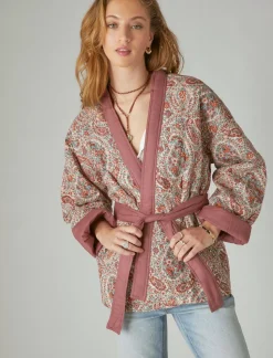 Lucky Brand paisley quilted kimono rose brown multi*WOMEN Kimonos
