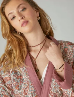 Lucky Brand paisley quilted kimono rose brown multi*WOMEN Kimonos