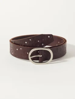 Lucky Brand paisley stud belt dark brown*WOMEN Belts