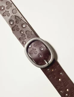 Lucky Brand paisley stud belt dark brown*WOMEN Belts