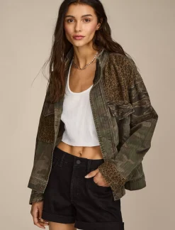 Lucky Brand patchwork camo cropped jacket camo print mix*WOMEN Jackets & Outerwear