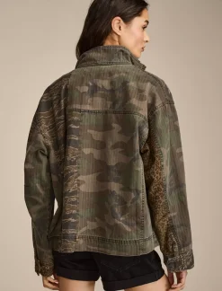 Lucky Brand patchwork camo cropped jacket camo print mix*WOMEN Jackets & Outerwear