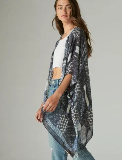 Lucky Brand patchwork lightweight kimono indigo multi*WOMEN Kimonos