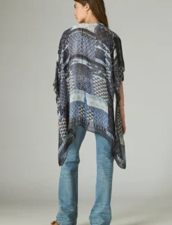 Lucky Brand patchwork lightweight kimono indigo multi*WOMEN Kimonos