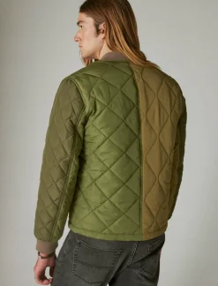 Lucky Brand patchwork quilted bomber jacket olive multi*MEN Jackets & Outerwear