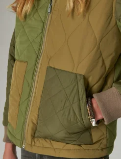 Lucky Brand patchwork quilted bomber jacket olive multi*MEN Jackets & Outerwear