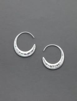 Lucky Brand pave threader hoop silver*WOMEN Jewelry