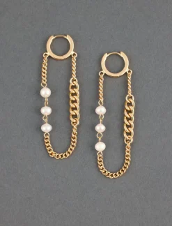Lucky Brand pearl and chain hoop gold*WOMEN Jewelry