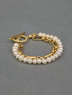 Lucky Brand pearl chain layer toggle bracelet gold*WOMEN Jewelry