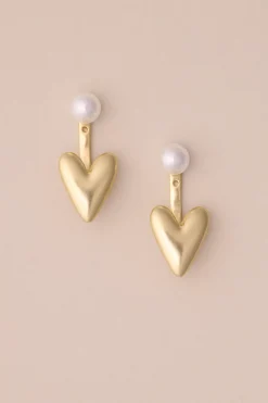 Lucky Brand pearl heart earring gold*WOMEN Jewelry