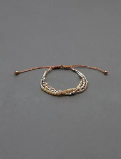 Lucky Brand pink beaded threaded pull bracelet two tone*WOMEN Jewelry