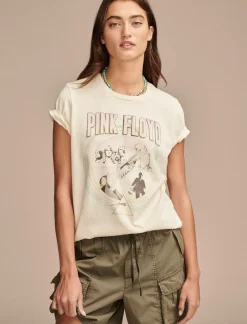 Lucky Brand pink floyd circle classic crew turtledove*WOMEN Graphic Tees