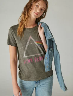 Lucky Brand pink floyd sparkle logo classic crew pirate black*WOMEN Graphic Tees