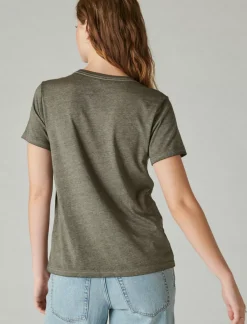 Lucky Brand pink floyd sparkle logo classic crew pirate black*WOMEN Graphic Tees