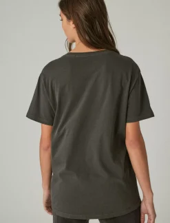 Lucky Brand pink floyd word circle boyfriend tee 001 lucky black*WOMEN Graphic Tees