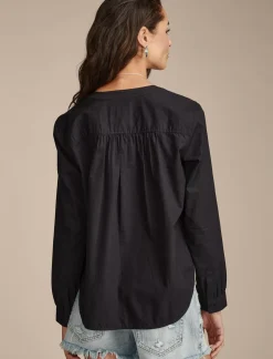 Lucky Brand pintuck bib blouse meteorite*WOMEN Blouses