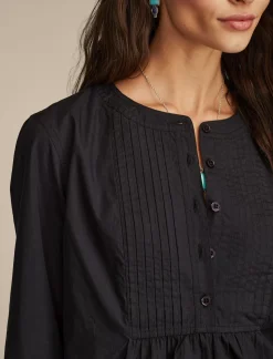 Lucky Brand pintuck bib blouse meteorite*WOMEN Blouses