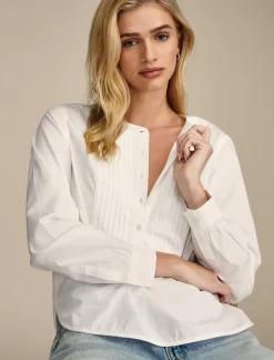 Lucky Brand pintuck bib blouse bright white*WOMEN Blouses