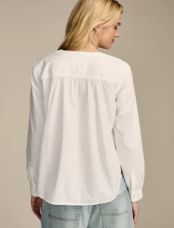 Lucky Brand pintuck bib blouse bright white*WOMEN Blouses