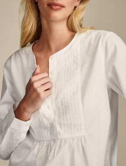 Lucky Brand pintuck bib blouse bright white*WOMEN Blouses