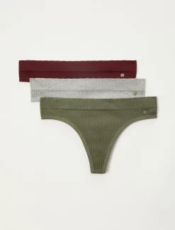 Lucky Brand 5pk ribbed thongs dark green*WOMEN Intimates & Sleepwear