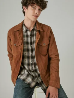 Lucky Brand plaid dobby western long sleeve shirt black dobby plaid*MEN Button-Downs