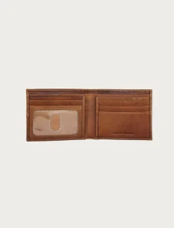 Lucky Brand plaid embossed leather bifold wallet dark brown*MEN Bags & Wallets
