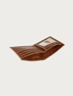 Lucky Brand plaid embossed leather bifold wallet dark brown*MEN Bags & Wallets