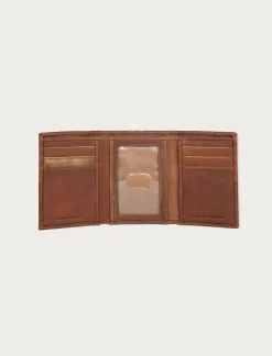 Lucky Brand plaid embossed leather card case dark brown*MEN Bags & Wallets