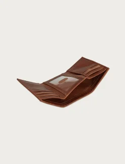 Lucky Brand plaid embossed leather card case dark brown*MEN Bags & Wallets