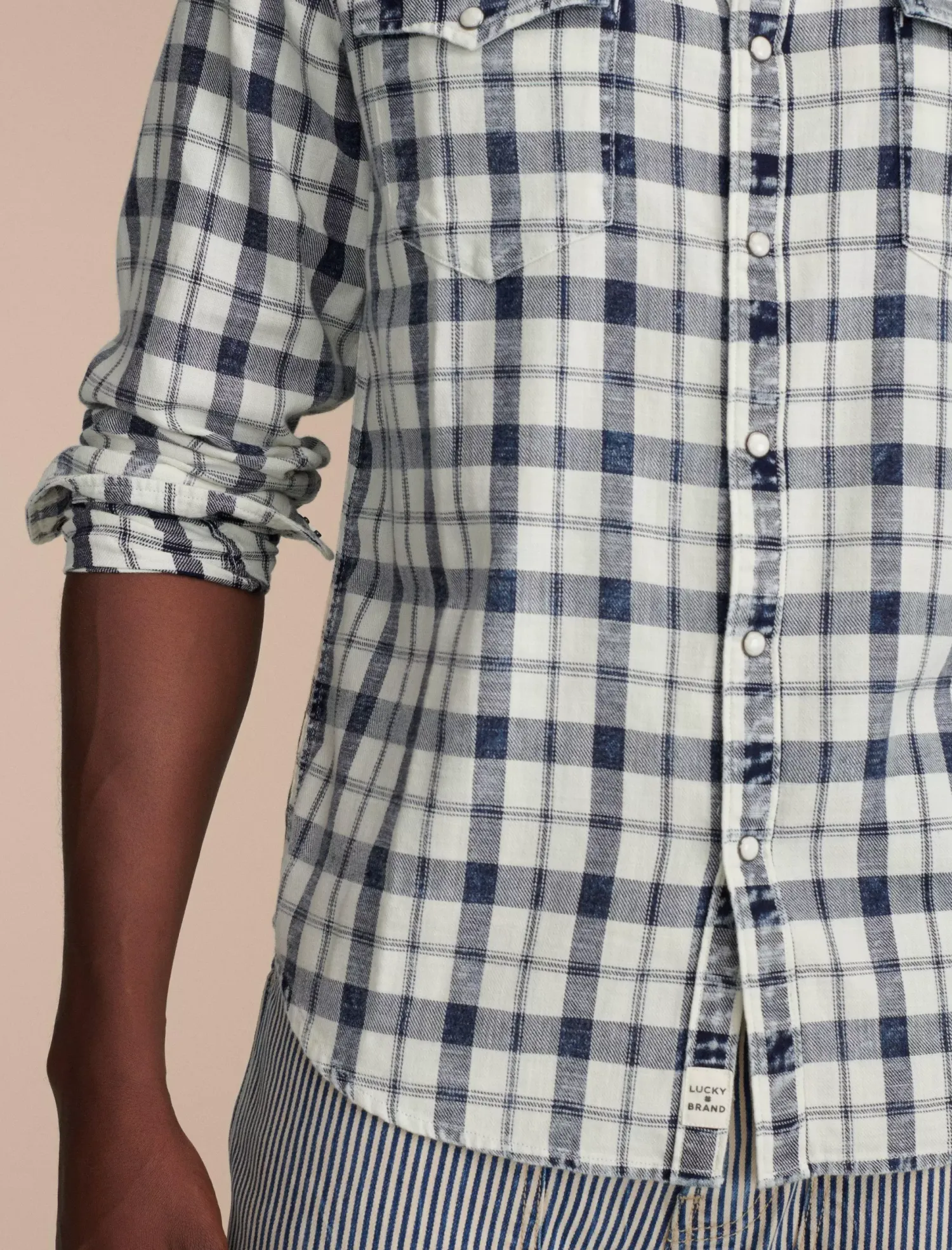 Lucky Brand plaid indigo western shirt indigo plaid*MEN Button-Downs