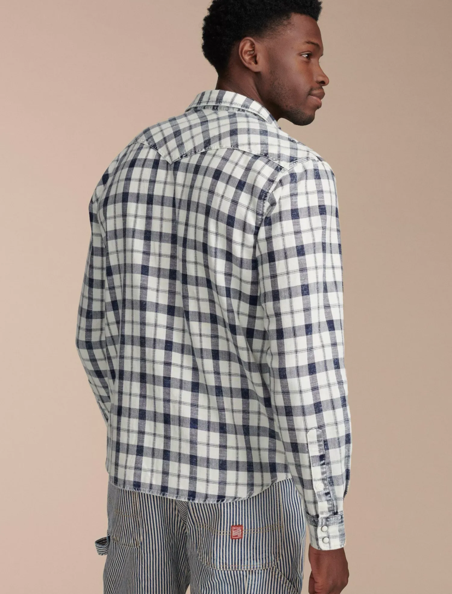 Lucky Brand plaid indigo western shirt indigo plaid*MEN Button-Downs