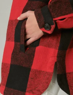 Lucky Brand plaid oversized shirt jacket red multi*WOMEN Jackets & Outerwear