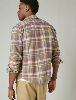 Lucky Brand plaid utility cloud soft long sleeve flannel olive multi*MEN Button-Downs