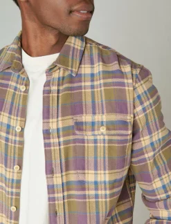 Lucky Brand plaid utility cloud soft long sleeve flannel olive multi*MEN Button-Downs