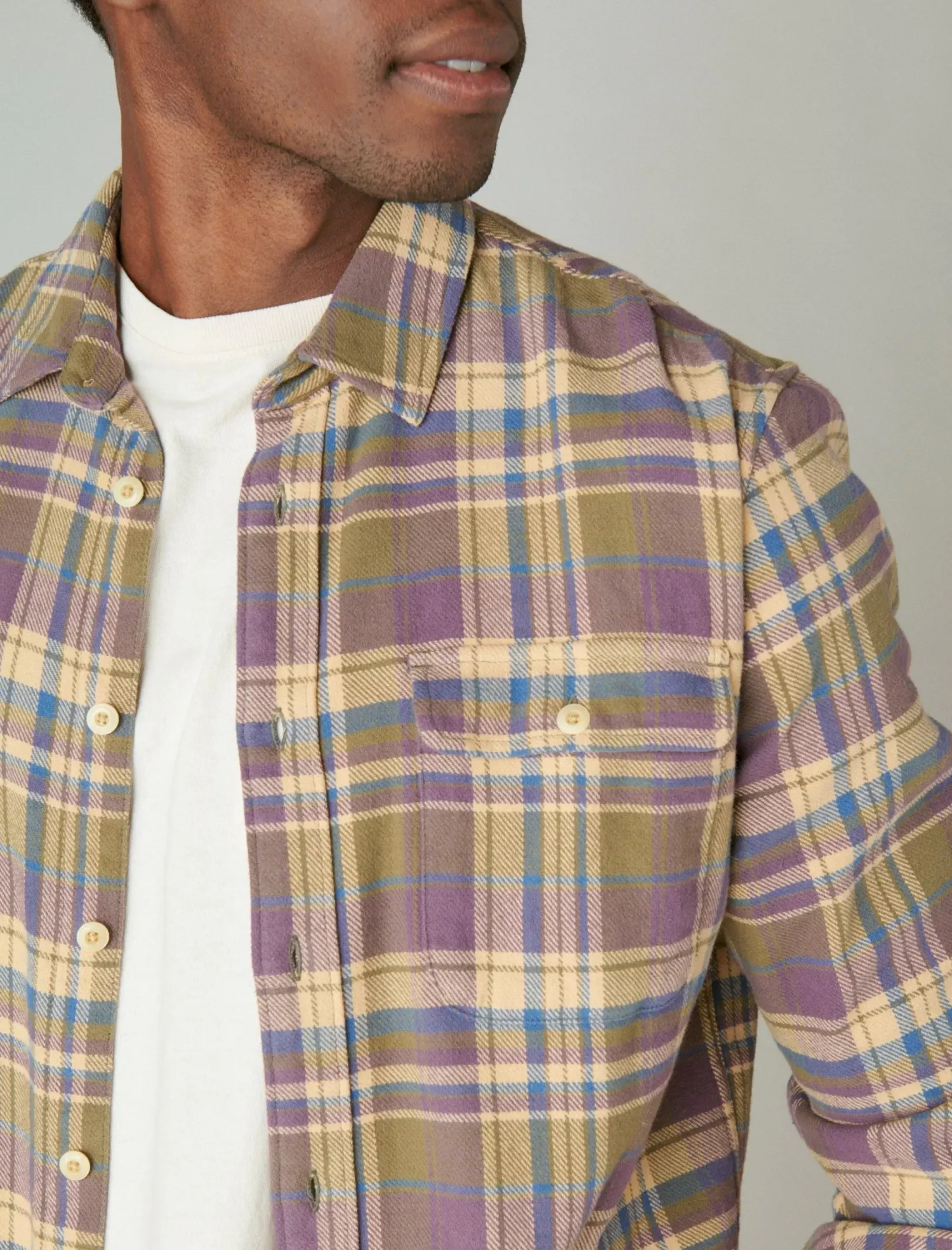 Lucky Brand plaid utility cloud soft long sleeve flannel olive multi*MEN Button-Downs