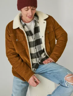 Lucky Brand plaid utility cloud soft long sleeve flannel black cream plaid*MEN Button-Downs