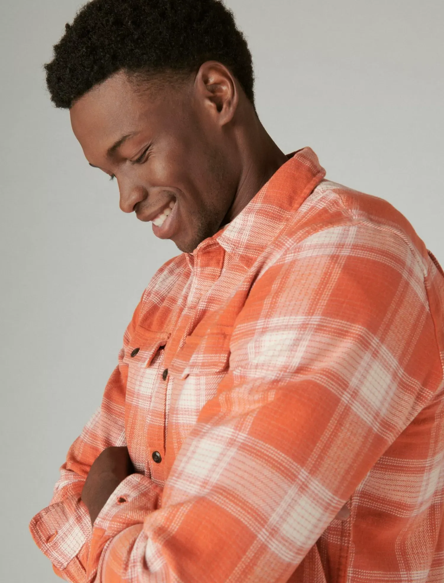 Lucky Brand plaid utility cloud soft long sleeve flannel red/white plaid*MEN Button-Downs