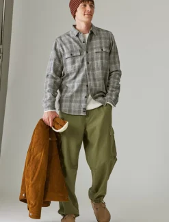 Lucky Brand plaid utility long sleeve flannel grey malange*MEN Button-Downs
